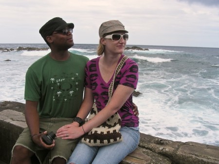 Toby and Andrea at the warm ponds in Pohoiki.