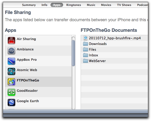 File Sharing with FTP On The Go