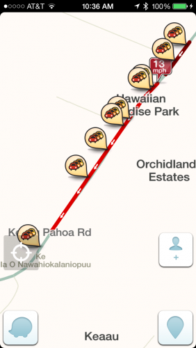 Waze on the iPhone. Highway 130 traffic.