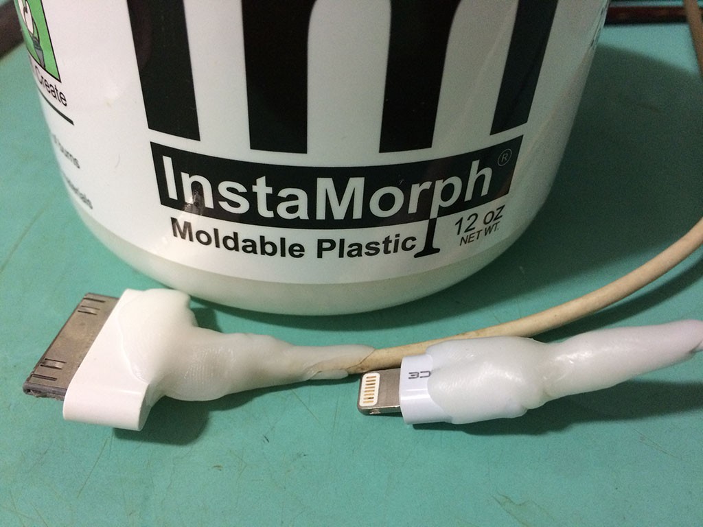InstaMorph and some cable ends with strain relief molded onto the connections.