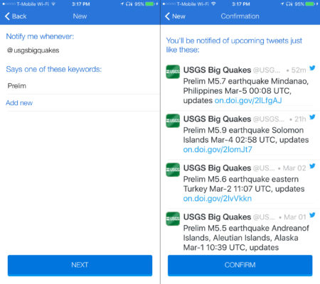 Quake tweets by USGS