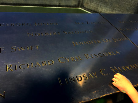 The name of Rick Rescorla engraved at the site of the World Trade Center in New York. I shot this in May 2018. Photo by Baron Sekiya