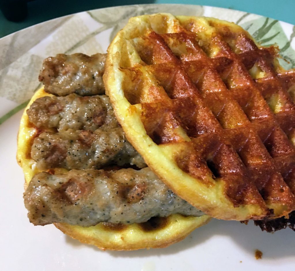 Breakfast Sausage Chaffle Sandwich